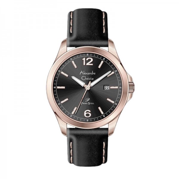 Alexandre Christie AC 1029 Rosegold Black Man Leather MDLRGBA